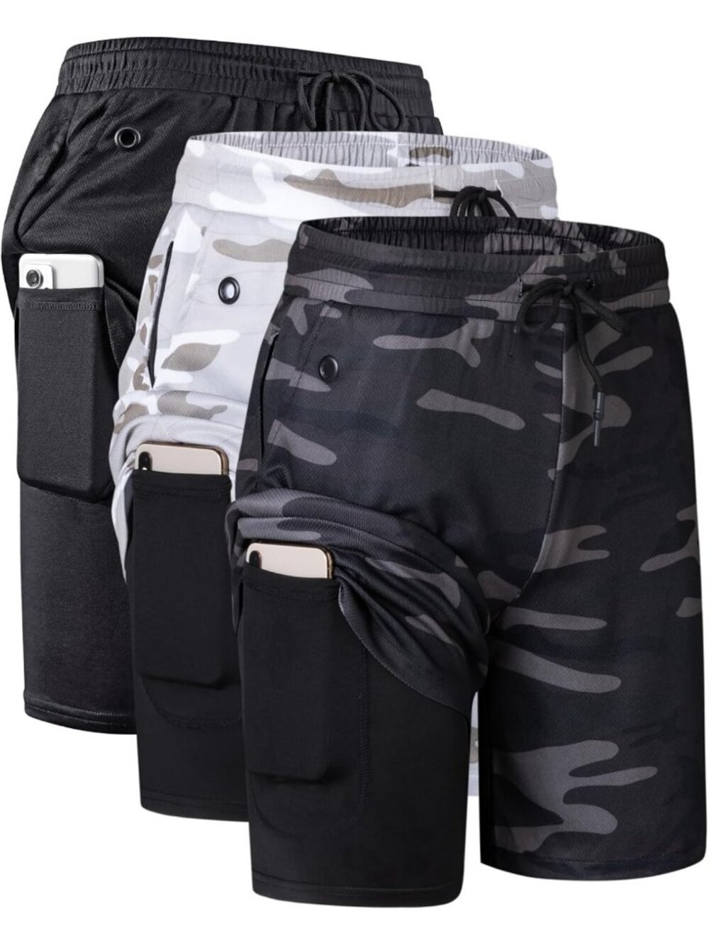Men's 2-in-1 Lightweight Workout Running Shorts, 7" Athletic Gym Shorts with